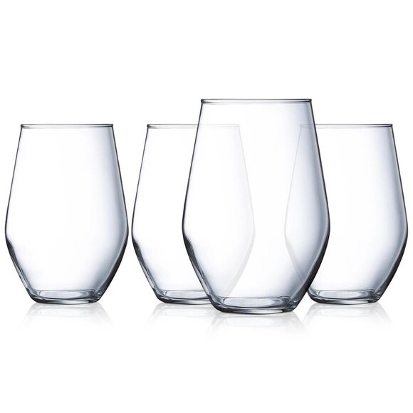 NEW set of 4 Luminarc glass stemless wine water iced tea glasses cups Barware - Picture 1 of 9